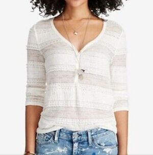 Ralph Lauren Denim & Supply women's navy lace Henley top size L